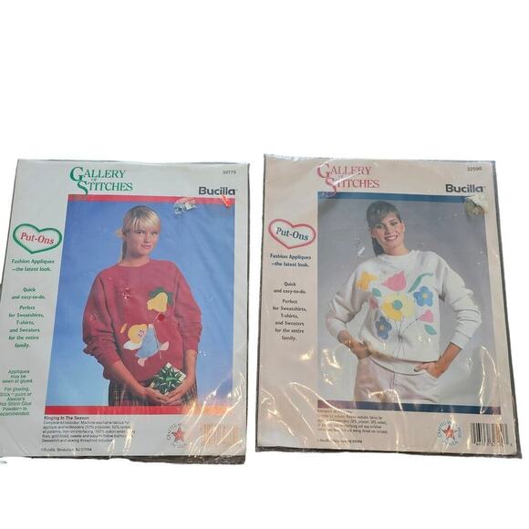Bucilla Gallery of Stitches Put-Ons Fashion Appliques DIY Vintage 80s 2 Packs - Picture 1 of 10